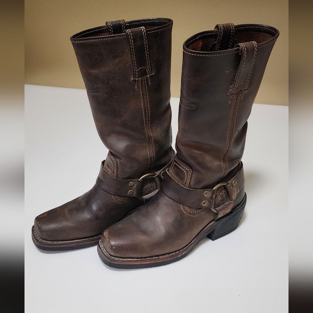 Harley-Davidson Brown Leather Harness Moto Boots